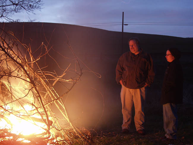 Dad and Rachel by the Fire